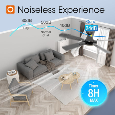 addlon Ceiling Fans with Lights, 52 inch Flush Mount Ceiling fan with Remote Control, Wall Remote, Reversible, 5CCT, Dimmable, Noiseless DC Motor, Black Low Profile Ceiling Fan for Bedroom, Farmhouse addlon