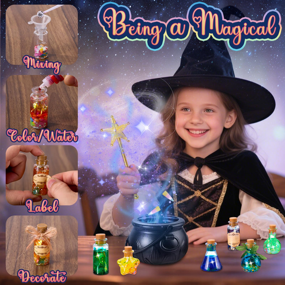 QLRR Mystery Mix Potion Craft Kits for 6 7 8 9 10 11 12+ Year Old Girls DIY Best Birthday Gift for Girls & Boys ，Mix 24 Fairy Bottles Potion Gifts Kids 6-8 Year Old Girl Birthday Gift QLRR