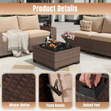 Aoxun 6 Pieces Patio Furniture Set Wicker Rattan Outdoor Sectional Conversation Set with Coffee Table and 4” Thickened Cushions, Beige (Waterproof Cover Included) Aoxun