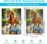 mrpwnle Horse Diamond Painting Kits for Adults - Horse Diamond Art Kits for Adults Beginners, 5D Round Full Drill Crafts Gem Art Painting Kits for Home Decor Gifts12x16 inch mrpwnle