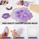 1PCS Large Resin Tray Mold and 5PCS Coaster Molds for Resin Casting Large Flower Silicone molds for Resin Tray Casting Flower Shape Epoxy Resin Casting Molds for DIY, Home Decoration AOEDEO