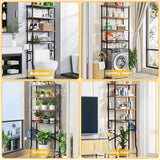 Over-The-Toilet Storage Shelf,4-Tier Bathroom Organizer Cabinet Rack And Storage Over Toilet With Shelf Waterproof Feet Pad And Basket,Multifunctional Space Saver Freestanding Bathroom Shelves（Brown） Mlinavn