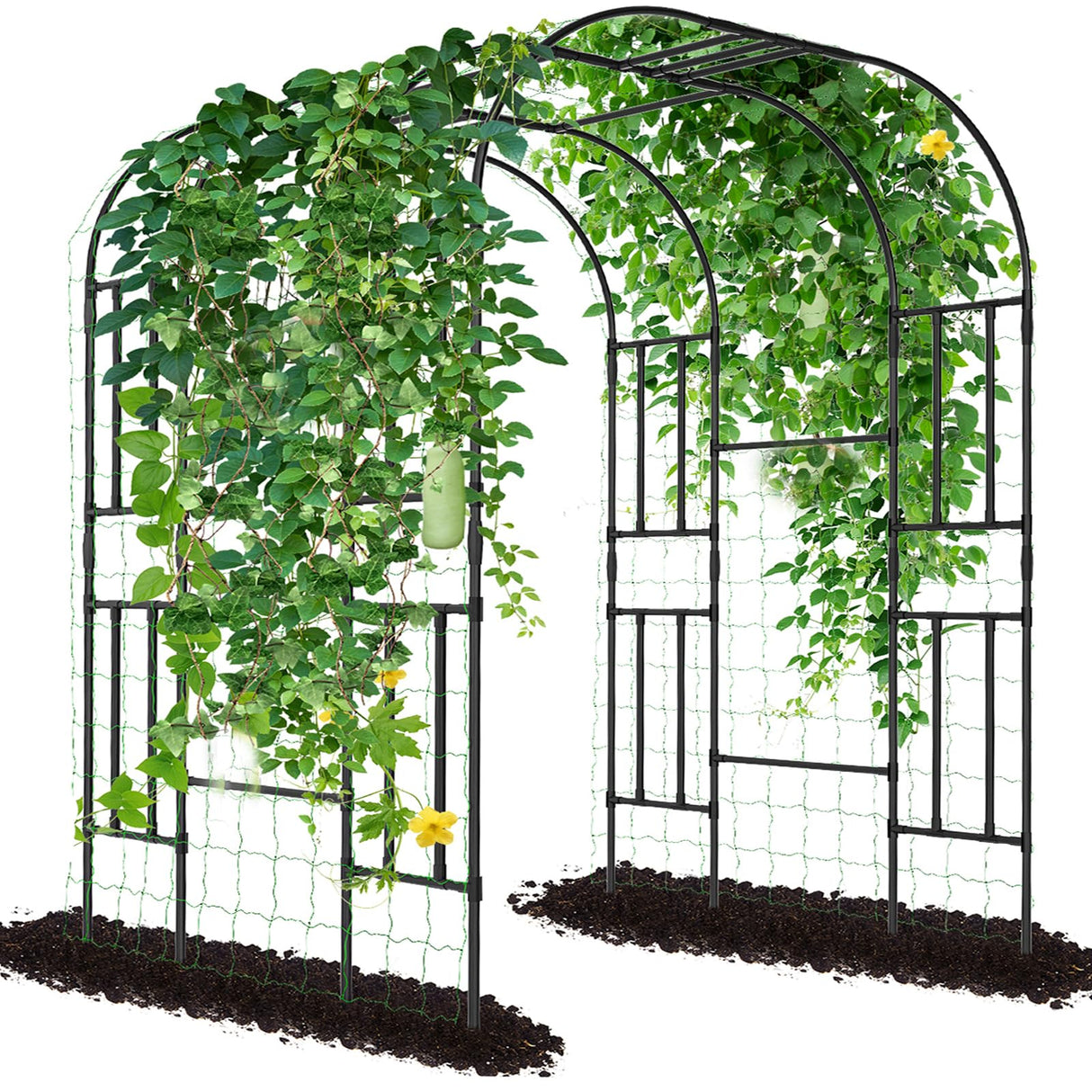 UrGROWA Outdoor Garden Arch Trellis, 87" H Large Garden Trellis for Climbing Plants, Metal Plant Support Trellis Archway Arbor Tunnel Large Trellis for Vegetables Plant Cucumber Trellis UrGROWA