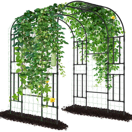 UrGROWA Outdoor Garden Arch Trellis, 87" H Large Garden Trellis for Climbing Plants, Metal Plant Support Trellis Archway Arbor Tunnel Large Trellis for Vegetables Plant Cucumber Trellis UrGROWA