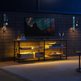 WLIVE TV Stand up to 70 Inch TV, 63" Entertainment Center with LED, TV Media Console with 3-Tier Storage Shelves for Living Room and Bedroom, Greige WLIVE