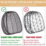 Double Hanging Swing Egg Chair with Stand, Hexagon Wicker Hammock Swing Chair for Outdoor Garden Patio, 2 Person Egg Chair with Foldable Loveseat Removable Cushions (Dark Grey) WALTSOM