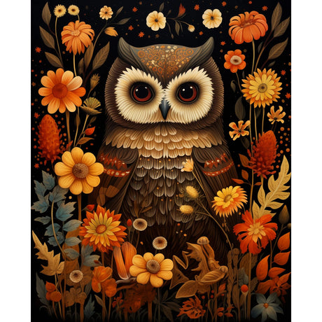 Tucocoo Retro Owl DIY Paint by Numbers for Adults Beginner,Floral Bird DIY Paint by Numbers Kits on Canvas, Home Wall Art Decor Gift Natural 16x20inch Frameless Tucocoo