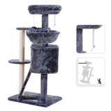 Hey-brother Cat Tree with Scratching Board, Cat Tower with Padded Plush Perch and Cozy Basket, Multi-Platform for Jump, Smoky Gray MPJ005G Hey-brother