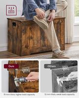 VASAGLE Storage Chest, 29.9 Inches Width Storage Bench, Entryway Bench with 2 Safety Hinges, Shoe Bench, Farmhouse Style, for Entryway, Bedroom, Living Room, Rustic Brown ULHS011T01 VASAGLE