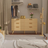 Buenhomino 6 Drawer Dresser for Bedroom, 47" Wide Modern Chest of Drawers with Fluted Design, Dresser TV Stand, Boho Storage Wood Dresser Organizer for Living Room, Hallway, Closet, Entryway Natural Buenhomino