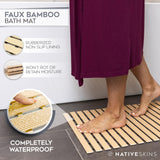 NativeSkins Faux Bamboo Bath Mat, Non-Slip Safety Lining, Bamboo Shower Mat, Waterproof, Quick-Drying, Mat for Spa, Sauna, Bamboo Mat, Teak Bath mat - Large 16.9 x 30.7 in NativeSkins