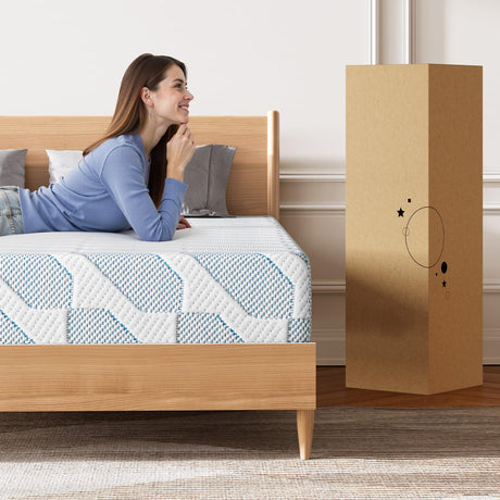 GTWMAT Queen Size Mattress 10 Inch, Cooling Gel Memory Foam Mattress in a Box for Pressure Relief, Removable Cover, Medium Firm, Motion Isolation, Breathable Comfort, CertiPUR-US Certified, Blue GTWMAT