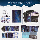 VYRANA 200Pcs Galaxy Bundle Junk Journal Kit Vintage Scrapbook Stickers Journaling Scrapbooking Supplies Aesthetic Stickers Moon Star Scrappy Paper and Sticker Pack VYRANA