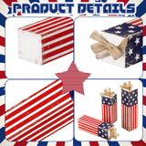 Redbaker 3 Pcs Patriotic Tiered Tray Decor Memorial Day Decorations 4th of July Wood Table Block and Centerpieces Rustic Farmhouse Wooden Firework Sign for Home Tabletop Shelf Decor Redbaker