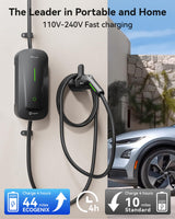 Carbon Fiber Level 1+2 EV Charger (16Amp, 110V-240V, 25ft Cable) Portable Fast Charger with Holder, NEMA 6-20P, Works with All J1772 EV and Hybrid Vehicles, for Home and Outdoor, Black, Ecogenix EC23 Ecogenix