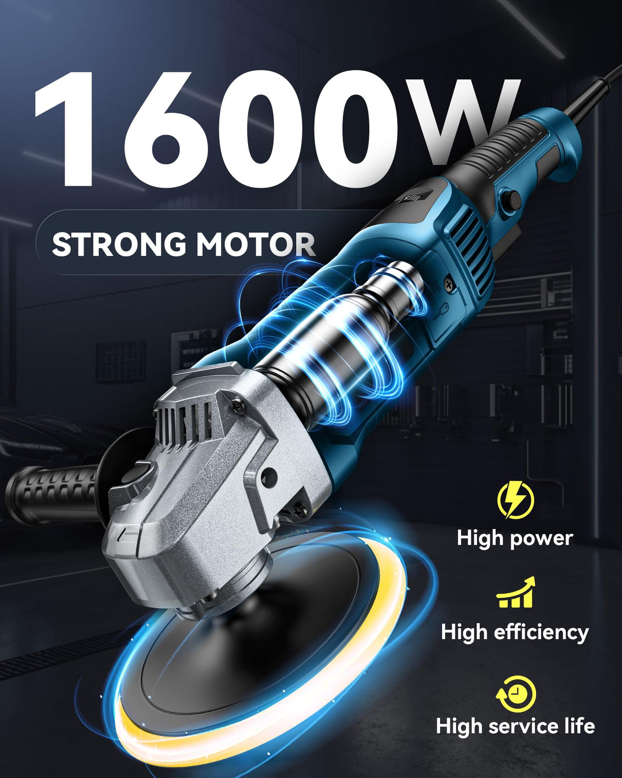 Buffer Polisher Kit for Car - 1600w 6/7 Inch Rotary Polisher Buffer Waxer,7 Variable Speed 2500-5000rpm,Detachable Handle Buffing Machine for Car Boat Sanding Polishing Waxing Orgpek