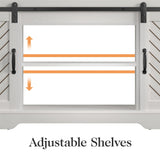 RoyalCraft Farmhouse TV Stand for 23" Electric Fireplace, Tall Entertainment Center for 65+ Inch TV, 34" Tall Rustic TV Console with Sliding Bar Door for Living Room (Wood-Tone and White) RoyalCraft