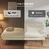 Pipishell Convertible Futon Sofa Couch, Corduroy Futon with Adjustable Backrest and Armrests, Futon Sofa Bed for Small Apartments, Living Room or Office(White) Pipishell