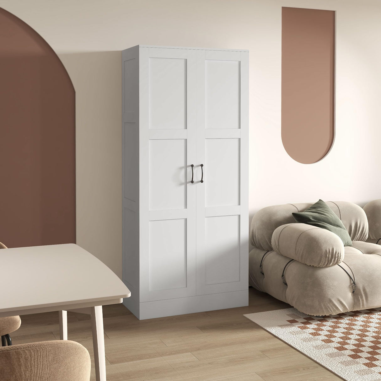 HOMCOM 71" Tall Storage Cabinet with Movable Storage Shelves, Modern Style Pantry Cupboard Cabinet with Soft Close Doors, White HOMCOM