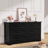 YESHOMY Dresser for Bedroom, Farmhouse 6 Drawers Dresser, Chest of Drawer Chest, Multi-Tier Clothing Storage Cabinet, Black YESHOMY
