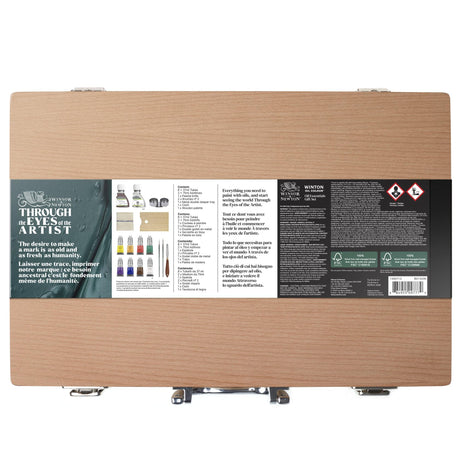 Winsor & Newton Winton Oil Colour, Wooden Paint Set 8 x 37ml Tubes (includes Liquin, Sansodor, 2 Brushes, Knife, Cloth, Godet) Winsor & Newton