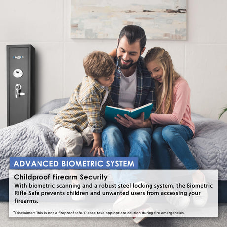 Barska Quick and Easy Access Biometric Rifles, Firearms and Long Guns Safe for Home, Removable Shelf, Optional Silent Mode, 1.83 Cubic Ft BARSKA