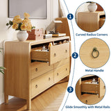 IDEALHOUSE 6 Drawer Dresser, Storage Organizer with Sturdy Metal Handle, TV Stand for 55 inch TV, Chest of Drawers for Living Room, Hallway, Closet IDEALHOUSE