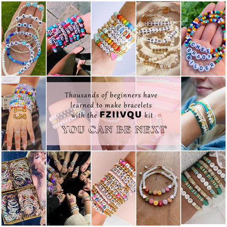 FZIIVQU 6100Pcs Clay Beaded Bracelet Making Kit for Girls 24 Colors Friendship Bracelet Beads Kit with Letter Beads Polymer Heishi Bead for Jewelry Making FZIIVQU