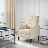 Yaheetech Fabric Recliner Chair Mid-Century Modern Recliner Adjustable Single Recliner Sofa with Thicker Seat Cushion Tufted Upholstered Sofa with Pocket Spring for Living Room Bedroom Beige Yaheetech