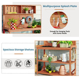 Harper & Bright Designs 65" Large Wooden Farmhouse Rustic Outdoor Potting Bench Table with 4 Storage Shelves and Side Hook, Patio Workstation, for Garden, Backyard, Natural Harper & Bright Designs