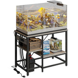 Becuddler 40-50 Gallon Fish Tank Stand with Charging Station, 36x19 Metal Aquarium Stand with 3-Tiers Adjustable Storage Shelves, 6-Legs Reptile Terrarium Stand, 660 LBs Becuddler