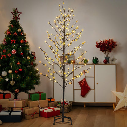 LIGHTSHARE 5FT 200L Lighted Star Light Tree,Warm White, Brown Branch Decoration Light,Home/Festival/Party/Christmas,Indoor and Outdoor Use