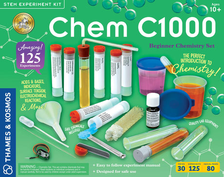 Thames & Kosmos Chem C1000 Chemistry Set | Science Kit with 125 Experiments | 80 Page Lab Manual | Student Laboratory Quality Instruments & Chemicals | Parents’ Choice Gold Award Winner Thames & Kosmos