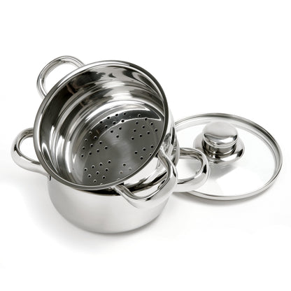 Norpro 1-Quart Stainless Steel Mini Steamer Cooker, 3 Piece Set