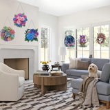 VAIIEYO Flower Diamond Art Hanging Ornament, Heart Diamond Painting Suncatchers Window Hanging Kit with Chain, 7.5x7.5 inch Crystal Pendant Art Craft for Gift Home Wall Front Door Decoration VAIIEYO