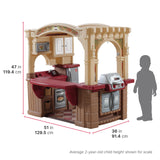 Step2 Grand Walk-In Kitchen & Grill Kids Playset, Indoor/Outdoor Kitchenette, Interactive Play with Lights and Sounds, Durable Plastic, 103 Piece Toy Accessories, Toddlers 2+ Years Old, Brown/Tan Step2
