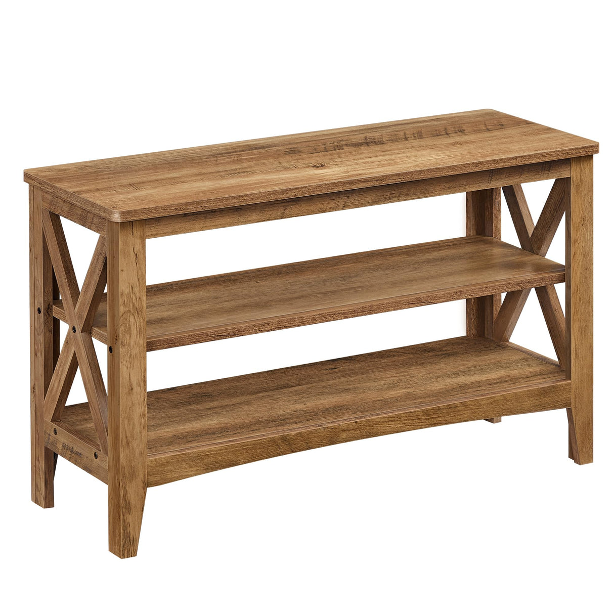 VASAGLE, Entryway Storage Bench, 2-Tier Shoe Rack, 11.8 x 31.5 x 18.9 Inches, Holds up to 300 lb, Farmhouse Style, for Living Room, Bedroom, Honey Brown ULSB053K41 VASAGLE