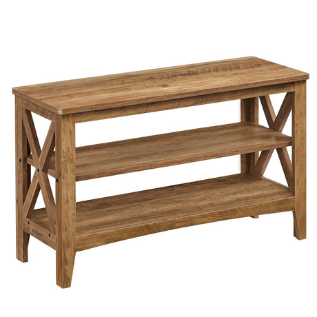 VASAGLE, Entryway Storage Bench, 2-Tier Shoe Rack, 11.8 x 31.5 x 18.9 Inches, Holds up to 300 lb, Farmhouse Style, for Living Room, Bedroom, Honey Brown ULSB053K41 VASAGLE