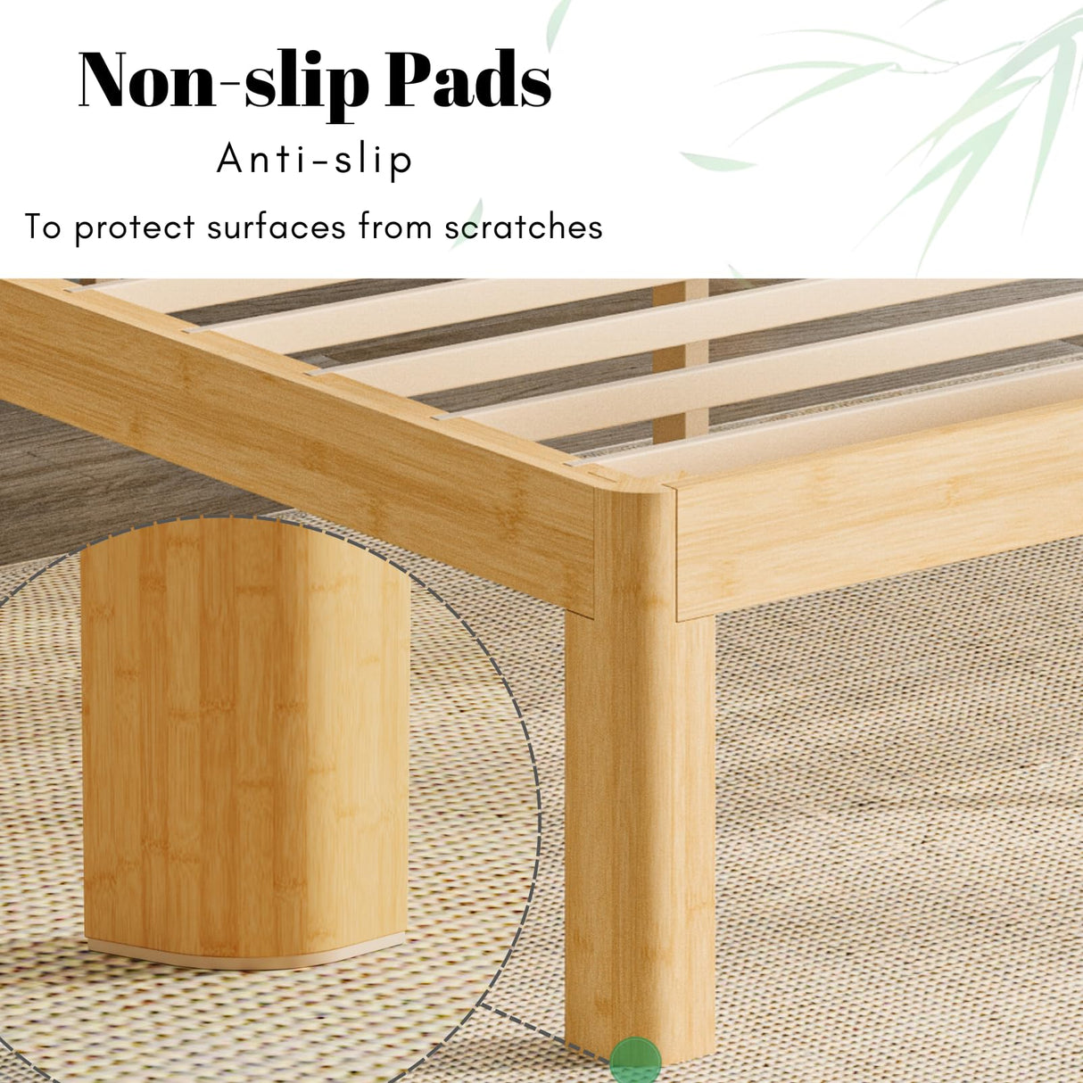 LAKKURI 12 Inch High Bamboo Wood King Size Bed Frame Platform, Steel Slat Support King Bed Frame, Sturdy, No Box Spring Needed, Easy Assembly, Noise Free LAKKURI