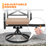 NUU GARDEN 5-Piece Patio Furniture Set with Fire Pit Table, 28'' 50,000 BTU Propane Gas Cabinet Fire Pit Table with Cover and 4 Dining Swivel Chairs with Padded Cushions, Black and Beige NUU GARDEN