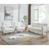 TYBOATLE Sofa Couch 61" Small Loveseat Couches for Living Room Leather Couch Mid Century Modern Tufted Mini Sofa Comfy Office 2 Seat Settee Love Seat for Small Spaces Bedroom, White TYBOATLE