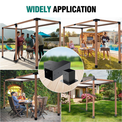 Kinchoix 2 Pack Pergola Bracket Kit T-Shape Elevated Wood Stand Kit T Brackets with Post Base for 4x4'' (Actual 3.5x3.5'') Wooden Beams Lumber Gazebos Patio Pergola Sheds 4 Pc - WoodArtSupply