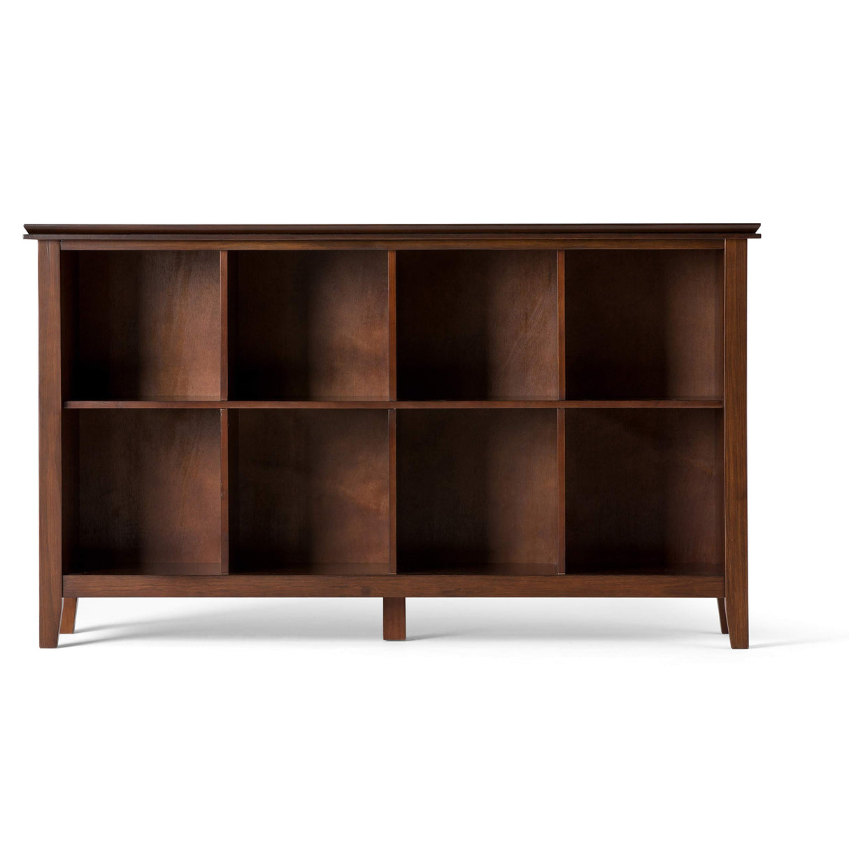 SIMPLIHOME Artisan SOLID WOOD 57 inch Wide Transitional Modern 8 Cube Storage Sofa Table in Russet Brown with Storage, 8 Shelves, for the Living Room, Entryway and Bedroom SIMPLIHOME