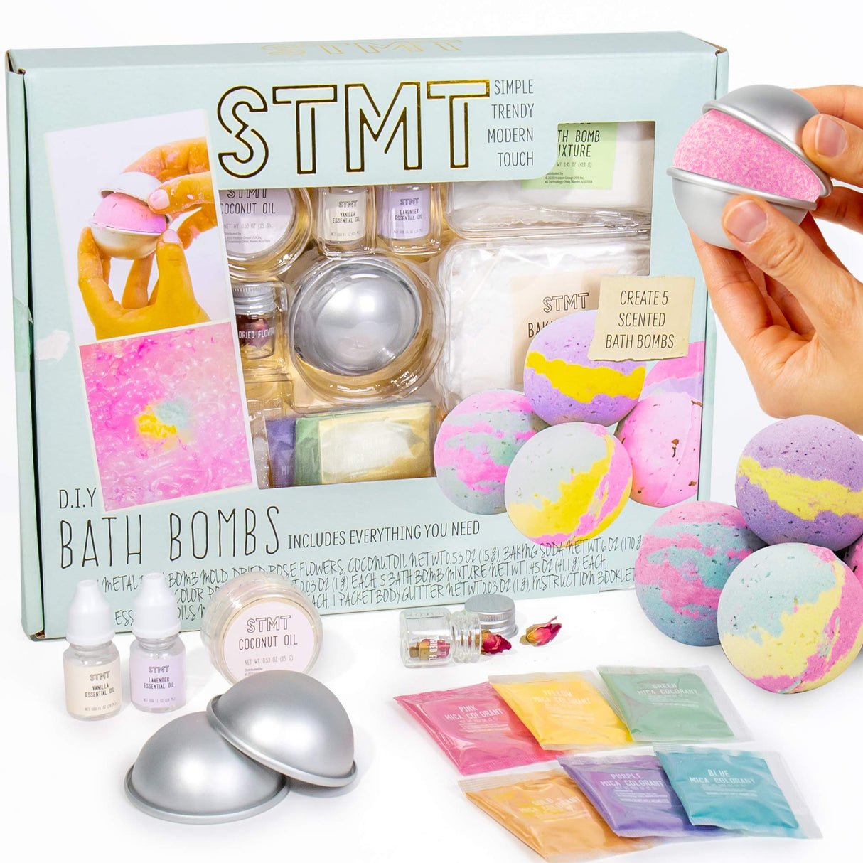STMT D.I.Y. Bath Bomb Kit, STMT Kits for Girls, Bath Bomb Mold, Spa Kit for Kids, Bath Crumbles, Ages - 6+, 1 Count (Pack of 1), Green STMT