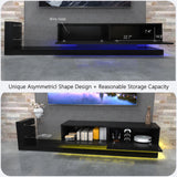 LED TV Stand for 55/65/75 Inch TV, Modern Entertainment Center with 31 Modes Full Color Selection Light String, TV Console with Tempered Glass for Living Room Bedroom, Black Banzeem
