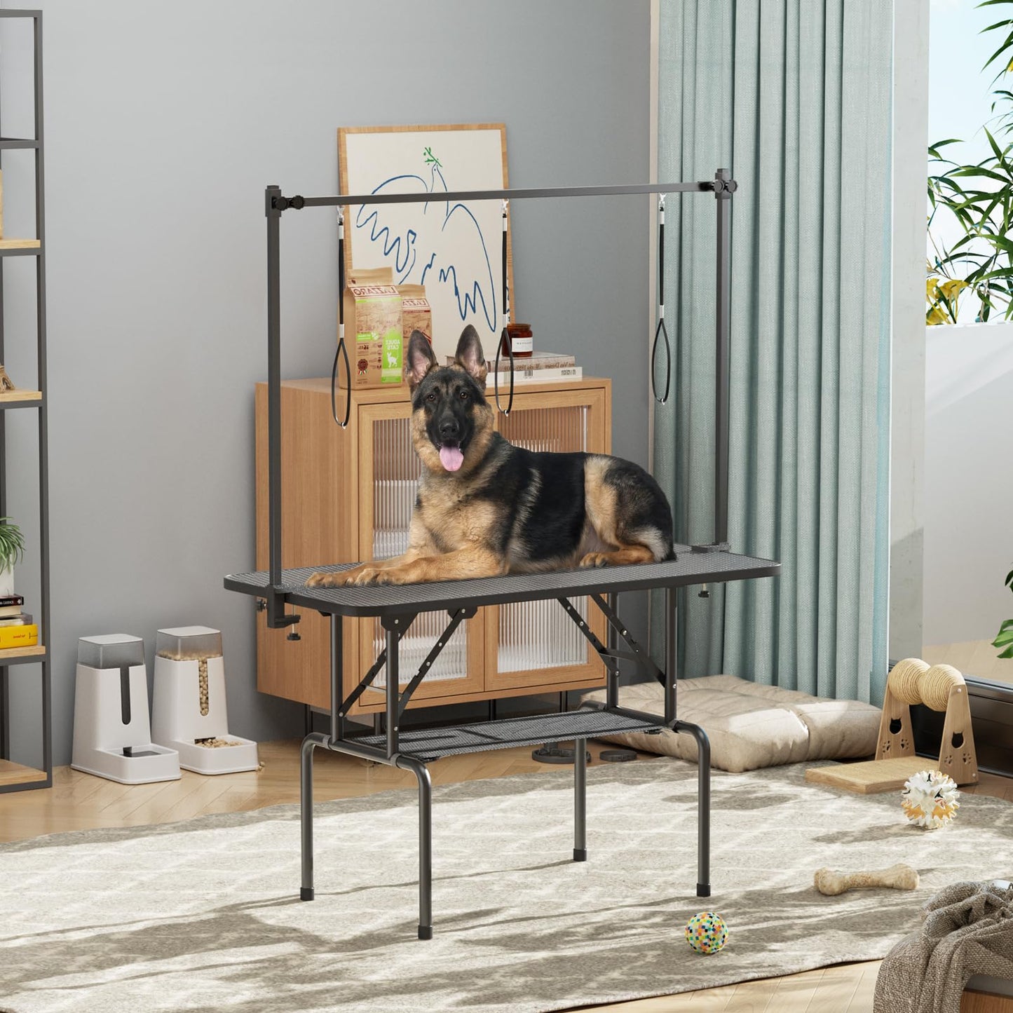 ROOMTEC 46 Inch Dog Grooming Table,Foldable Pet Grooming Tables at Home with Adjustable Arm,Nooses, Mesh Tray - WoodArtSupply