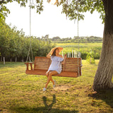 VINGLI Upgraded Patio Wooden Porch Swing for Courtyard & Garden, Heavy Duty 880 LBS Swing Chair Bench with Hanging Chains for Outdoors (Brown, 5 FT) VINGLI