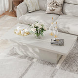 Farmhouse Coffee Table, 47.25" Modern Engineered Wood Cocktail Table, Scratch-Resistant Accent Table with Sturdy Frame for Living Room, Home Office & Lounge Vipbear