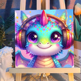 Reivworl Paint by Numbers Kit for Kids with Frame and Easel, Dragon Paint by Number Kids Age 5-8-12, Paint by Numbers Gifts and Home Decor (8X8 Inch) Reivworl