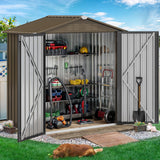 DWVO 6x4ft Metal Outdoor Storage Shed, Waterproof Tool Shed Heavy-Duty Storage Unit with Lockable Door and Vents, Ideal for Bicycles, Tools, Lawnmowers, Backyards, Patios, Lawns - Brown DWVO